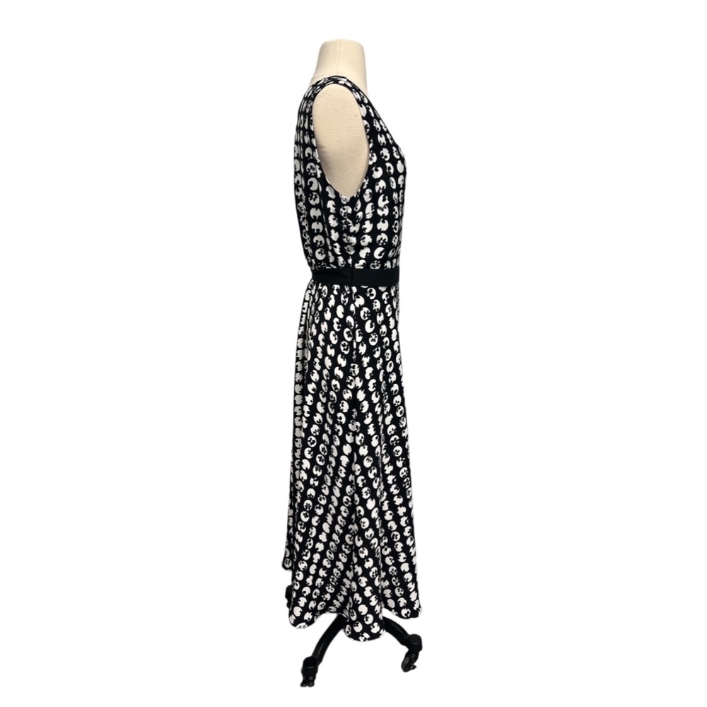 Joseph Ribkoff Black And White Floral Polka Dot Sleeveless V Neck Wrap Dress - Picture 2 of 8